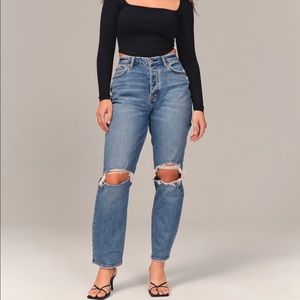 Abercrombie & Fitch Curve Love High Rise Dad Jean. Size 27 Regular.